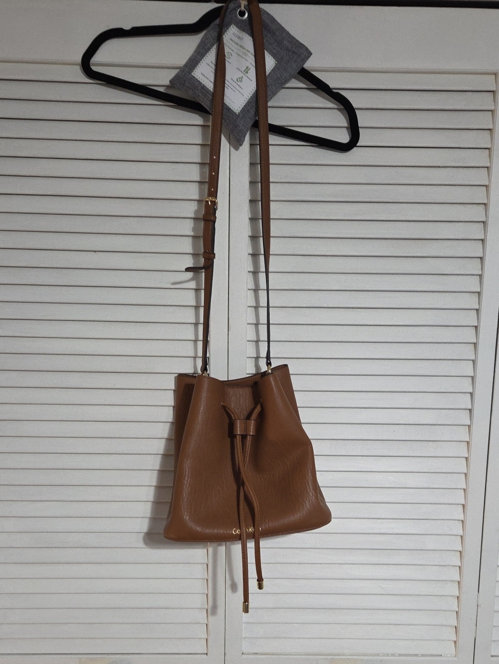 Brown Leather Drawstring Crossbody Bag - Calvin Klein